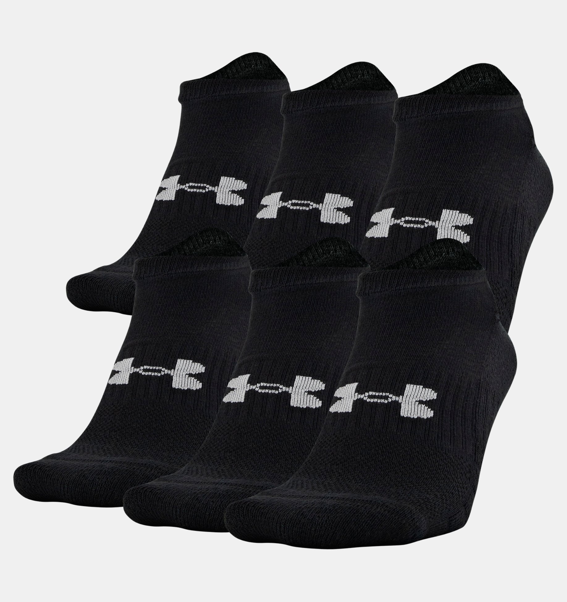 Under Armour UA Charged Cotton 2.0 No Show 6-Pack MD Black